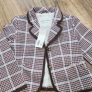 Janie and Jack Kids's Houndstooth Blazer - Burgundy, White, and Brown